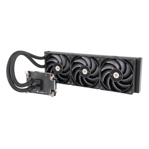 Thermaltake AW420 Liquid Cooler (Intel LGA 4677 / AMD sTR5/SP6) 420mm Raditator, 3x140mm 500~2000rpm PWM Toughfan Pro, Nickel-Plated Copper Block, Black, CL-W445-PL14BL-A in Saudi Arabia