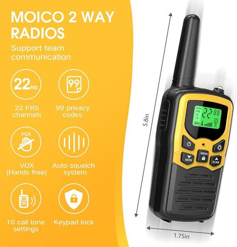 MOICO Walkie Talkies,Two-Way Radios for Adults with 22 FRS Channels Camping in Saudi Arabia