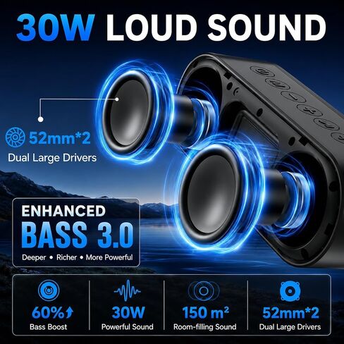 IKT Portable Bluetooth Speaker with Lights x Holidays/World Cup Stuffers, Loud Stereo Sound, BT5.4, Enhanced Bass,30H Playtime,TWS Pairing, IPX7 Waterproof, Speakersfor Home/Party/Outdoor in Saudi Arabia