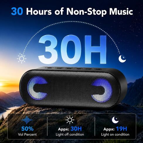 IKT Portable Bluetooth Speaker with Lights x Holidays/World Cup Stuffers, Loud Stereo Sound, BT5.4, Enhanced Bass,30H Playtime,TWS Pairing, IPX7 Waterproof, Speakersfor Home/Party/Outdoor in Saudi Arabia