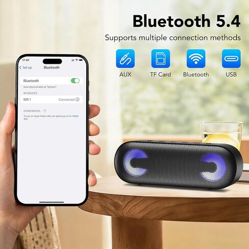 IKT Portable Bluetooth Speaker with Lights x Holidays/World Cup Stuffers, Loud Stereo Sound, BT5.4, Enhanced Bass,30H Playtime,TWS Pairing, IPX7 Waterproof, Speakersfor Home/Party/Outdoor in Saudi Arabia
