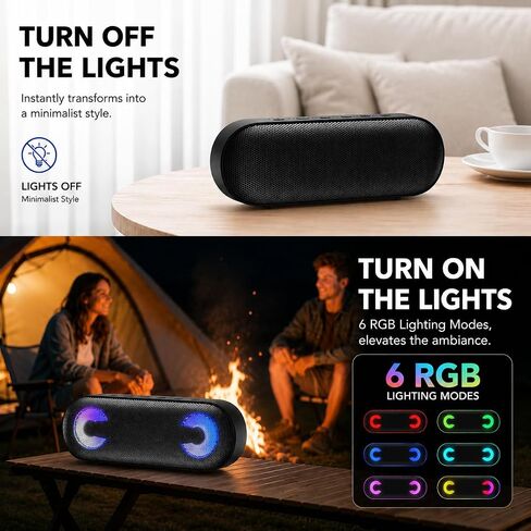 IKT Portable Bluetooth Speaker with Lights x Holidays/World Cup Stuffers, Loud Stereo Sound, BT5.4, Enhanced Bass,30H Playtime,TWS Pairing, IPX7 Waterproof, Speakersfor Home/Party/Outdoor in Saudi Arabia