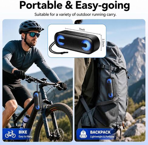 IKT Portable Bluetooth Speaker with Lights x Holidays/World Cup Stuffers, Loud Stereo Sound, BT5.4, Enhanced Bass,30H Playtime,TWS Pairing, IPX7 Waterproof, Speakersfor Home/Party/Outdoor in Saudi Arabia