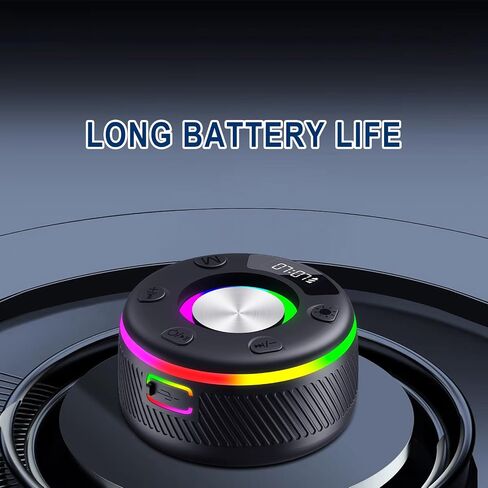 Bluetooth Speaker, Shower Speaker, IP7 Waterproof Portable Speakers Bluetooth 5.4 with HD Sound, RGB Light/LED Display/Hands-Free Call/Suction Cup Perfect for Bathroom Sing-Along Stocking Stuffers in Saudi Arabia