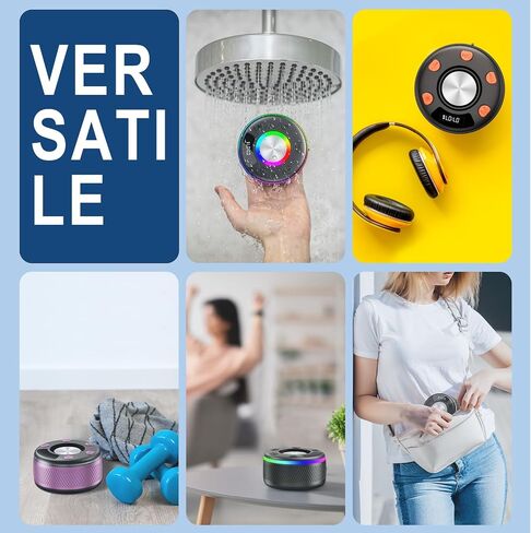 Bluetooth Speaker, Shower Speaker, IP7 Waterproof Portable Speakers Bluetooth 5.4 with HD Sound, RGB Light/LED Display/Hands-Free Call/Suction Cup Perfect for Bathroom Sing-Along Stocking Stuffers in Saudi Arabia