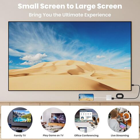 USB C to HDMI Adapter for iPhone 17 16 15 to TV, 4K@60Hz iPhone USB C to HDTV Adapter with 100W Fast Charging Port, MFi Certified iPhone Dongle USB C to Hdmi for iPad/TV/Projector/Monitor in Saudi Arabia
