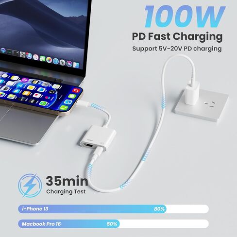 USB C to HDMI Adapter for iPhone 17 16 15 to TV, 4K@60Hz iPhone USB C to HDTV Adapter with 100W Fast Charging Port, MFi Certified iPhone Dongle USB C to Hdmi for iPad/TV/Projector/Monitor in Saudi Arabia