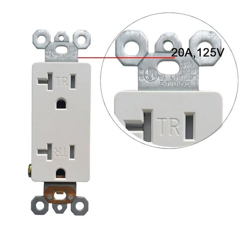 20Amp Power Outlet with Ethernet HDMI Port Wall Plate - Duplex Receptacle Outlet with 1 Port HDMI, 1 CAT6 RJ45 Cover Plate - White in Saudi Arabia