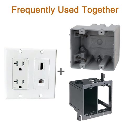 20Amp Power Outlet with Ethernet HDMI Port Wall Plate - Duplex Receptacle Outlet with 1 Port HDMI, 1 CAT6 RJ45 Cover Plate - White in Saudi Arabia