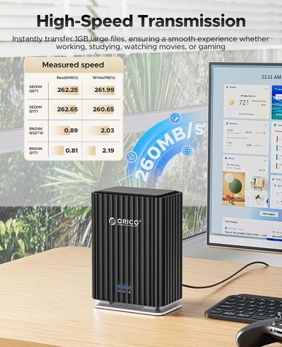 ORICO 2 Bay Hard Drive Enclosure USB C Plug and Play DAS Backup with 12V/4A Power Adapter Maximum 2*22TB Storage for Personal Local Database - 9728C3 in Saudi Arabia