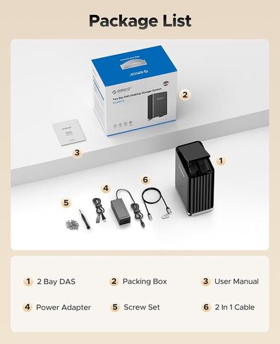 ORICO 2 Bay Hard Drive Enclosure USB C Plug and Play DAS Backup with 12V/4A Power Adapter Maximum 2*22TB Storage for Personal Local Database - 9728C3 in Saudi Arabia