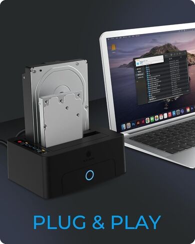 ICY BOX Dual-Bay Hard Drive Docking Station for 2.5 & 3.5 SSD HDD Up to 60TB , USB C 3.0 to SATA I/II/III Hard Drive Enclosure Reader with Offline Clone and Duplicator Function Tool Free Plug&Play in Saudi Arabia