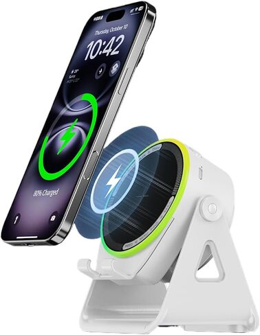 Upgraded Wireless Induction Speaker, Wireless Charging No Need Bluetooth Phone Holder, 360° Rotation RGB LED Light Speaker with Dog Paw Cable Protector, HD Surround Sound Speaker for iPhone in Kuwait