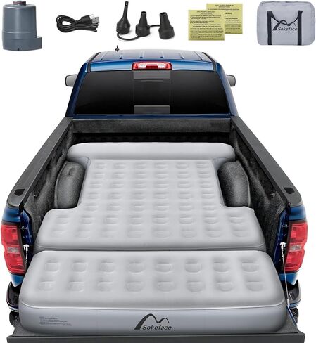Tailgate Extendable Truck Bed Mattress with Built-in Pump, Heavy-Duty, Truck Bed Air Mattress for 5.5-5.8ft Full Size, Easy Setup, Large Carry Bag, Leak-Resistant Mattress for Camping in Saudi Arabia