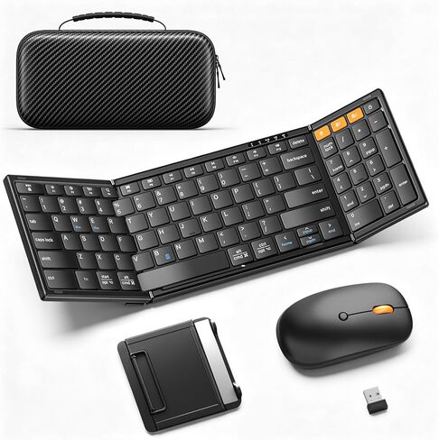 Foldable Keyboard and Mouse with Storage Bag, 2.4G+BT5.0 x 2 for Laptop in Saudi Arabia
