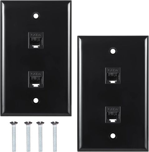 Ethernet Wall Plate 2 Port Cat6 - Black, 2 Pack in Saudi Arabia
