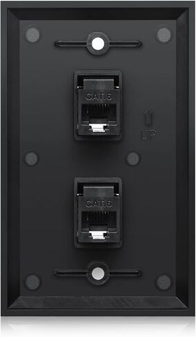 Ethernet Wall Plate 2 Port Cat6 - Black, 2 Pack in Saudi Arabia