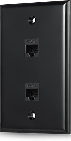 Ethernet Wall Plate 2 Port Cat6 - Black, 2 Pack in Saudi Arabia