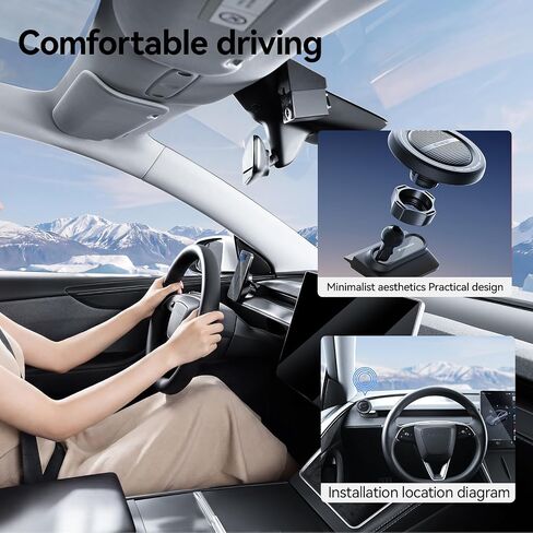 YONZEE Tesla Magnetic Phone Mount for Model Y Juniper 2025-2026 and Model 3 Highland 2024-2026, Dashboard Phone Holder with Strong Magnetic Grip, Interior Accessories for iPhone and Smartphones in Saudi Arabia