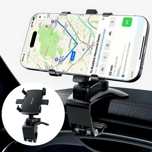 Car Phone Holder Mount Dashboard Rearview Mirror Sun Visor 360 Degree Rotation Multifunctional Adjustable Spring Clip Car Universal Phone Mount for 4-7 inch Cellphone in Saudi Arabia