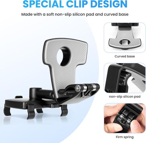 Car Phone Holder Mount Dashboard Rearview Mirror Sun Visor 360 Degree Rotation Multifunctional Adjustable Spring Clip Car Universal Phone Mount for 4-7 inch Cellphone in Saudi Arabia