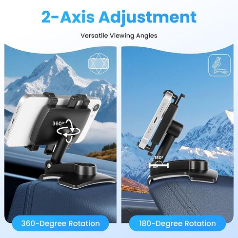 Car Phone Holder Mount Dashboard Rearview Mirror Sun Visor 360 Degree Rotation Multifunctional Adjustable Spring Clip Car Universal Phone Mount for 4-7 inch Cellphone in Saudi Arabia