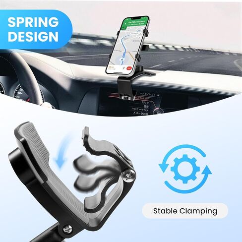 Car Phone Holder Mount Dashboard Rearview Mirror Sun Visor 360 Degree Rotation Multifunctional Adjustable Spring Clip Car Universal Phone Mount for 4-7 inch Cellphone in Saudi Arabia