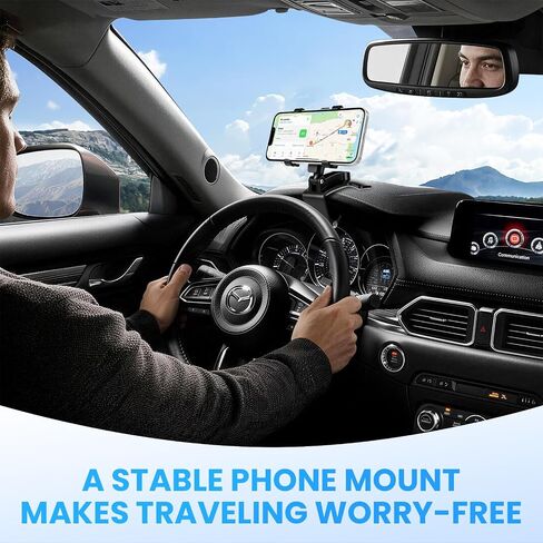 Car Phone Holder Mount Dashboard Rearview Mirror Sun Visor 360 Degree Rotation Multifunctional Adjustable Spring Clip Car Universal Phone Mount for 4-7 inch Cellphone in Saudi Arabia