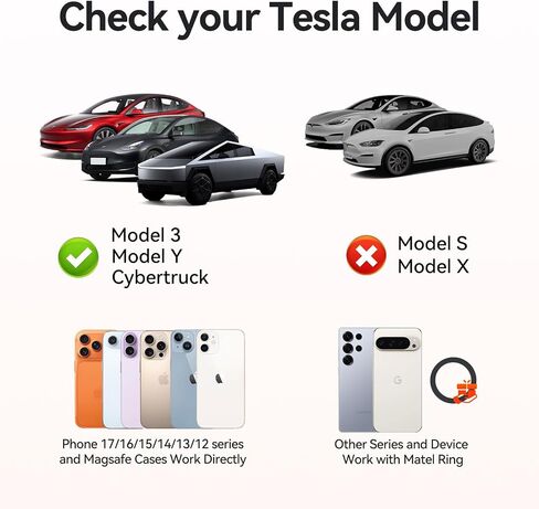Tesla Phone Mount Model 3/Y Accessories: No-Adhesive for Magsafe Car Mount for Model 3,Y,Juniper,Highland,Cybertruck,Fit for iPhone 12-17 Series and Magsafe Cases in Saudi Arabia