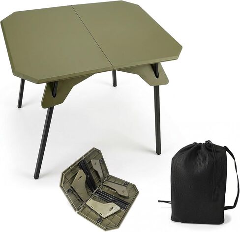 Folding Camping Table, 2-in-1 Adjustable Height Portable Outdoor Aluminum Camp Desk with Carrying Bag, Lightweight Foldable Table for Picnic, Beach, BBQ, Hiking, Fishing, Travel (Green) in Saudi Arabia