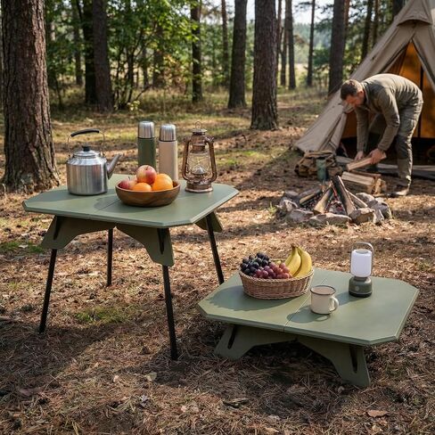 Folding Camping Table, 2-in-1 Adjustable Height Portable Outdoor Aluminum Camp Desk with Carrying Bag, Lightweight Foldable Table for Picnic, Beach, BBQ, Hiking, Fishing, Travel (Green) in Saudi Arabia