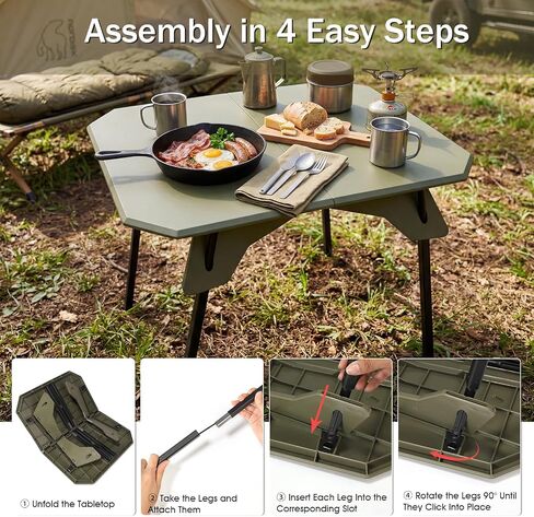 Folding Camping Table, 2-in-1 Adjustable Height Portable Outdoor Aluminum Camp Desk with Carrying Bag, Lightweight Foldable Table for Picnic, Beach, BBQ, Hiking, Fishing, Travel (Green) in Saudi Arabia