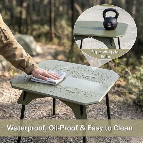 Folding Camping Table, 2-in-1 Adjustable Height Portable Outdoor Aluminum Camp Desk with Carrying Bag, Lightweight Foldable Table for Picnic, Beach, BBQ, Hiking, Fishing, Travel (Green) in Saudi Arabia