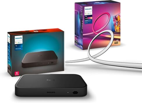 Philips Hue Play HDMI Sync Box 8K + Gradient 65" Smart TV Light Strip - Sync Your Video Games, Movies, and Music - Requires Hue Bridge - Supports Dolby Vision HDR10+ - Control with Hue App in Saudi Arabia