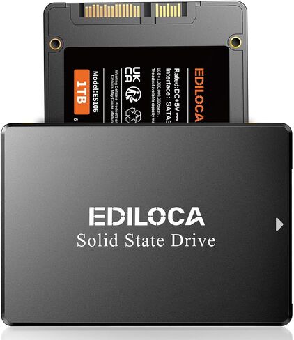 محرك الحالة الصلبة الداخلي Ediloca 1 تيرابايت SSD 2.5 بوصة SATA III 6 جيجابت/ثانية، سرعة قراءة 550 ميجابايت/ثانية 3D TLC NAND، ترقية 1 تيرابايت SATA SSD للكمبيوتر/الكمبيوتر المحمول، مقاوم للصدمات ومقاوم للسقوط (ES106) in Kuwait