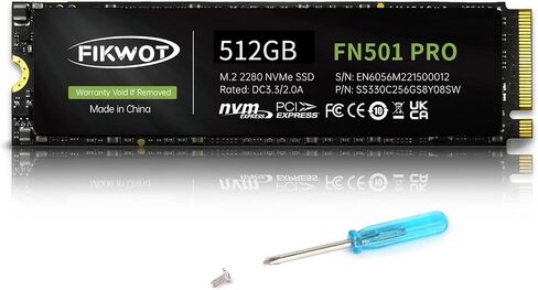 Fikwot FN501 Pro 256GB NVMe SSD - M.2 2280 PCIe Gen3 x4 Internal Solid State Drive with Graphene Cooling Sticker, Up to 3,000MB/s, SLC Cache 3D NAND TLC, Compatible with Laptop & PC Desktop in Kuwait