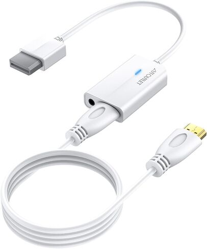 محول AUTOUTLET Wii إلى HDMI 1080P مع كابل HDMI عالي السرعة بطول 6 أقدام، محول Wii2 HDMI مع مؤشر أزرق، مخرج فيديو وصوت مع مقبس صوت 3.5 مم متوافق مع الأجهزة عالية الدقة بالكامل in Kuwait