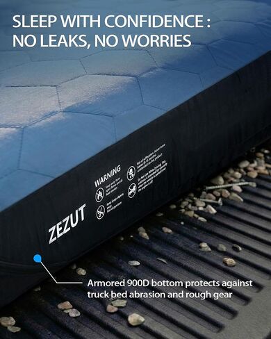 Truck Bed Air Mattress for 5.5-5.8 ft Full-Size Short Truck Beds, Built-in Rechargeable Pump, Soft Fabric Cover for Comfort & Protection, Carry Bag & Repair Kit, for Camping Travel in Saudi Arabia