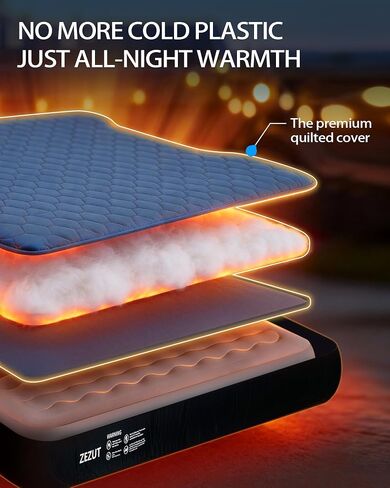 Truck Bed Air Mattress for 5.5-5.8 ft Full-Size Short Truck Beds, Built-in Rechargeable Pump, Soft Fabric Cover for Comfort & Protection, Carry Bag & Repair Kit, for Camping Travel in Saudi Arabia