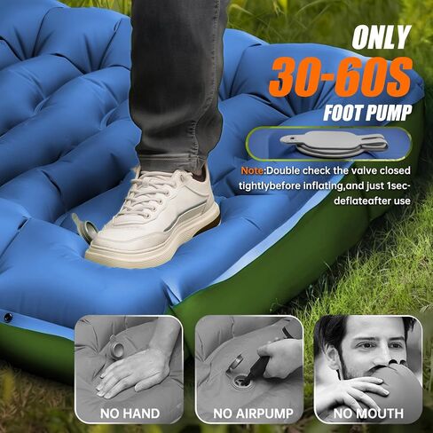 FUN PAC Camping Sleeping Pad,with Foot Pump and Pillow – Ultralight Compact Sleeping Mat for Backpacking, Hiking, Tent – Portable Single Inflatable Mattress for Outdoor in Saudi Arabia