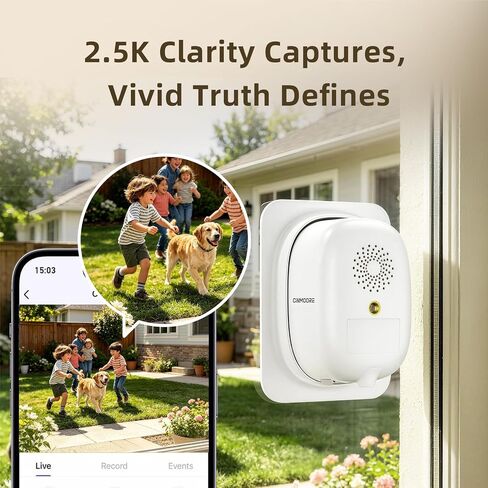 2.5K Window Security Camera for Home, Wireless No Drill Anti-Glare, Free AI Human/Vehicle/Pet Detection, Color Night Vision, 5000mAh Battery & Wired Dual Power, Indoor/Outdoor, 24/7 Recording in Saudi Arabia