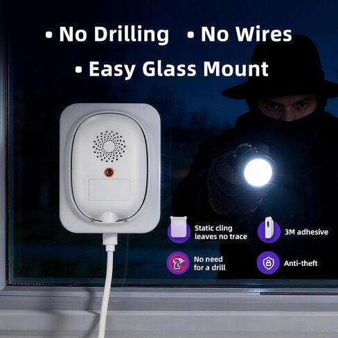 2.5K Window Security Camera for Home, Wireless No Drill Anti-Glare, Free AI Human/Vehicle/Pet Detection, Color Night Vision, 5000mAh Battery & Wired Dual Power, Indoor/Outdoor, 24/7 Recording in Saudi Arabia