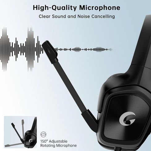 syndesmos Wired Gaming Headset for PS5, PC, Xbox Series X/S, Switch, 207g Ultra-Lightweight, Stereo Bass, 79in Cable with 3.5mm Splitter, Clear Mic, Gamer Gifts in Saudi Arabia