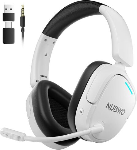 NUBWO Gaming Headset Wireless for PS5, PC, PS4 - Dual 2.4G & Bluetooth Simultaneous Headphones, EQ Sound Modes, Noise-Canceling Mic, 50-Hour Battery, Comfortable Foldable Design, 270g Lightweight in Saudi Arabia