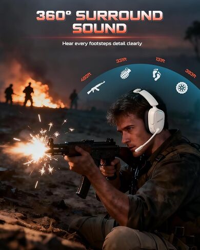 NUBWO Gaming Headset Wireless for PS5, PC, PS4 - Dual 2.4G & Bluetooth Simultaneous Headphones, EQ Sound Modes, Noise-Canceling Mic, 50-Hour Battery, Comfortable Foldable Design, 270g Lightweight in Saudi Arabia