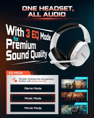 NUBWO Gaming Headset Wireless for PS5, PC, PS4 - Dual 2.4G & Bluetooth Simultaneous Headphones, EQ Sound Modes, Noise-Canceling Mic, 50-Hour Battery, Comfortable Foldable Design, 270g Lightweight in Saudi Arabia