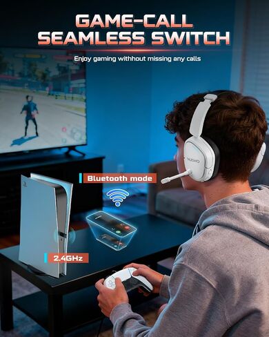 NUBWO Gaming Headset Wireless for PS5, PC, PS4 - Dual 2.4G & Bluetooth Simultaneous Headphones, EQ Sound Modes, Noise-Canceling Mic, 50-Hour Battery, Comfortable Foldable Design, 270g Lightweight in Saudi Arabia