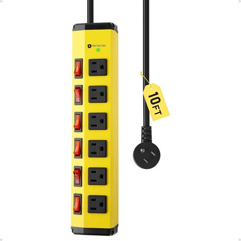KeBen Heavy Duty Surge Protector,6 Outlets Individual Switches,6FT/15A in Saudi Arabia