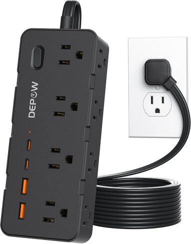 قطاع الطاقة DEPOW Surge Protector مع 8 منافذ و4 منافذ USB (2 USB C)، 5 قدم in Saudi Arabia