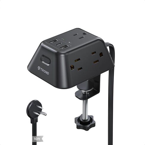 TROND Desk Clamp Power Strip with 5 AC Outlets and 3 USB Ports, Black in Saudi Arabia